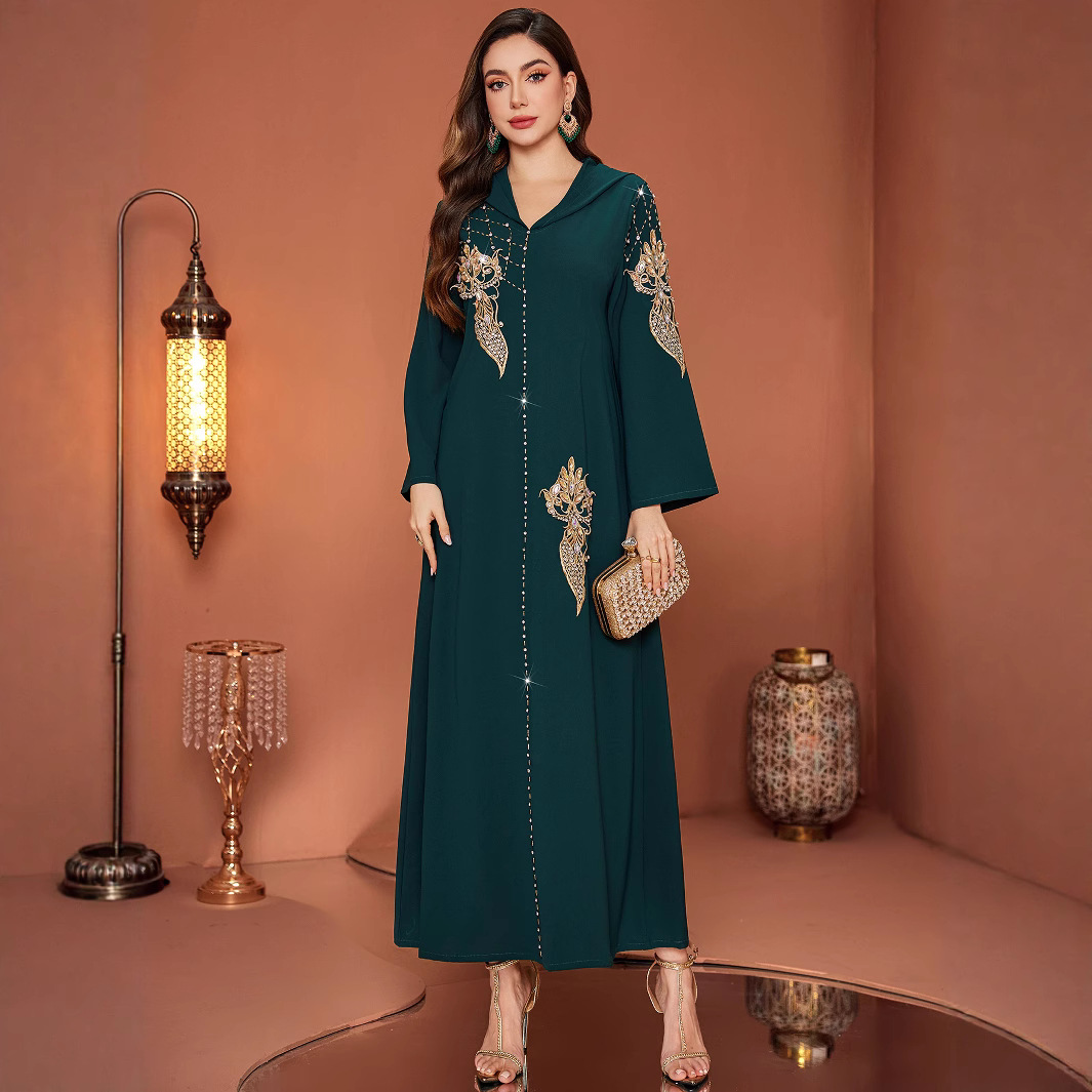 Dark Green Hooded Muslim Robe